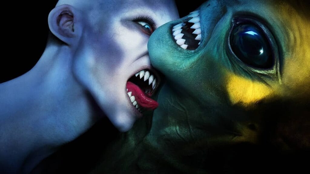 'Criatura com dentes afiados' e alien.